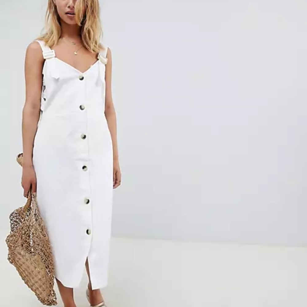 Asos Design Overall Lattice Side Button Through M… - image 1